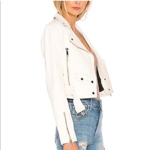 LTH JKT Mya Cropped Soft Leather Biker Moto Jacket White Womens Sz M